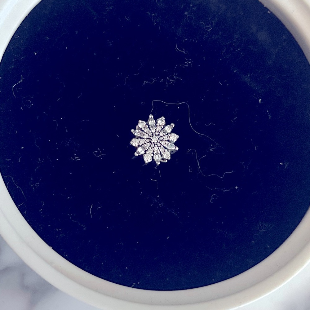 Sterling silver snowflake authentic Pandora charm with cubic zirconia